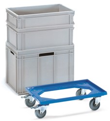 Eurobakken rolplateau 13590 Laadvlak 610 x 410 mm | Polyamide wielen