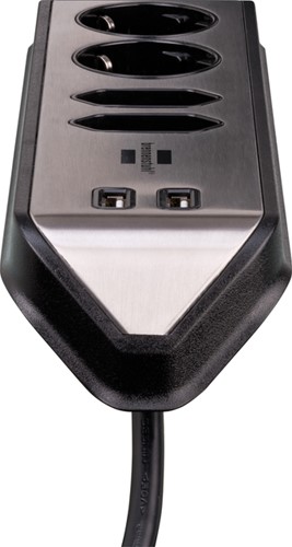 Stekkerdoos Brennenstuhl bureau Estilo 4vdig incl 2 USB 2m zwart/zi-2