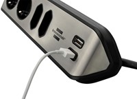 Stekkerdoos Brennenstuhl bureau Estilo 4vdig incl 2 USB 2m zwart/zi-6