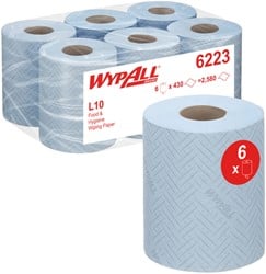 Poetspapier WypAll L10 1-laags 430 vel blauw 6223