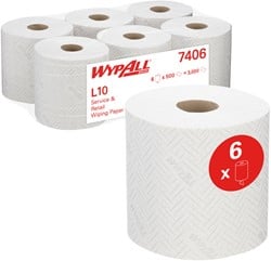 Poetspapier WypAll L10 1-laags 500 vel wit 7406