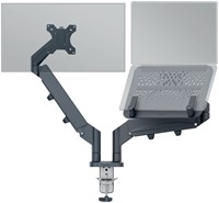 Monitor- en laptoparm Leitz Ergo ruimtebesparend dubbel donkergrijs-2