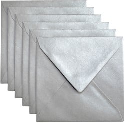 Envelop Papicolor 140x140mm metallic zilver pak à 6 stuks