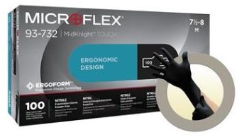 Ansell MicroFlex MidKnight Touch 93-732 Handschoen Zwart 6½-7 - 245 mm