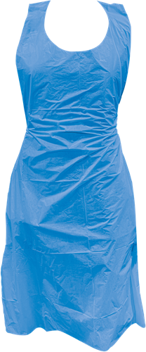 Schort PE Blauw 20mu 125x80cm zak 100 st 60-115 Disposable Schort PE 20mu, blauw