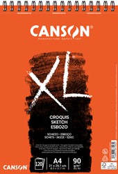 Schetspapier Canson XL Sketch 120vel 90gr A4 ivoorwit