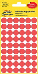 Etiket Avery 3141 rond 12mm rood 270 stuks