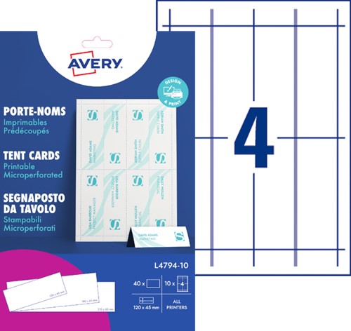Tafelnaambord Avery L4794-10 120x45mm wit 10 stuks-3