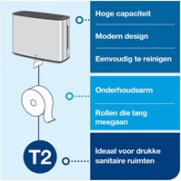 Toiletpapierdispenser Tork T2 Image Line jumbo klein zilver 460006-2